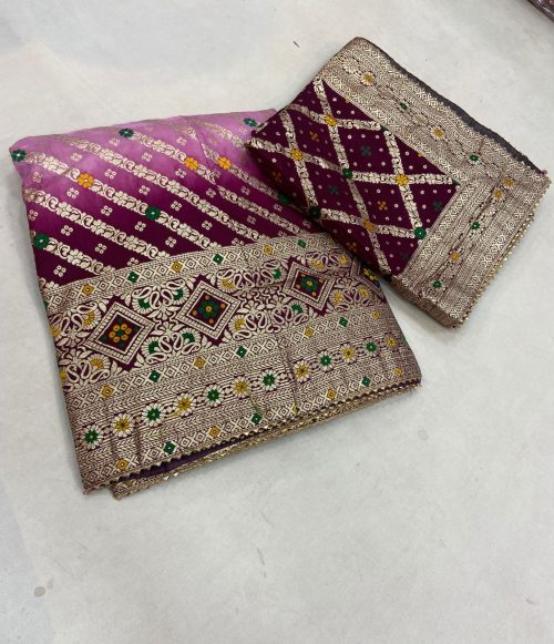 Designer Banarasi Silk Wedding Lehenga with Jaipuri Dupatta - Image 2