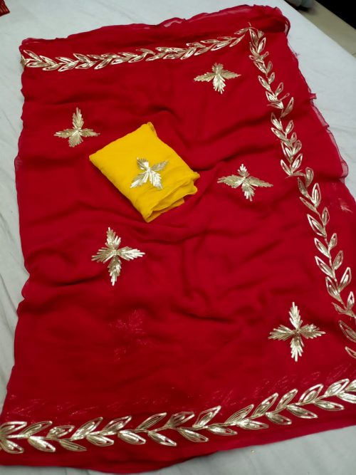 Chiffon Gota Patti Saree - Image 8