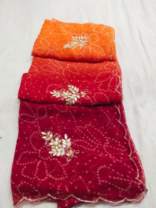 Designer Bandhej Georgette Saree - Image 3