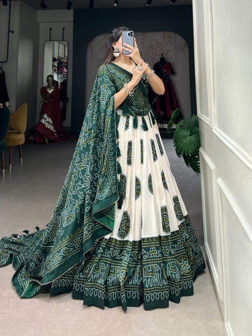 Silk Bandhej Lehenga Choli with Dupatta for Women - Image 5