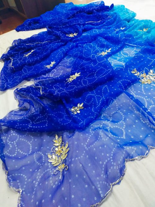 Designer Bandhej Georgette Saree - Image 9