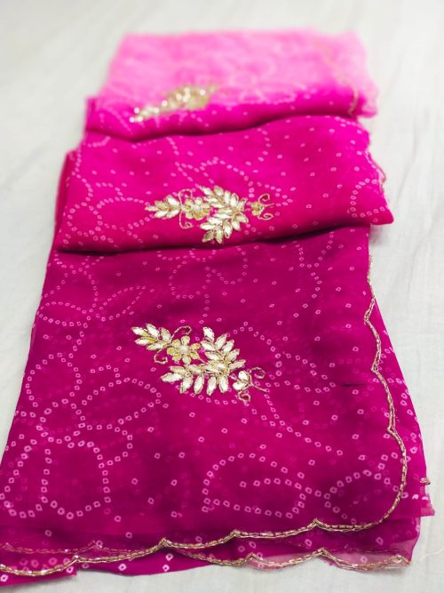 Designer Bandhej Georgette Saree - Image 4