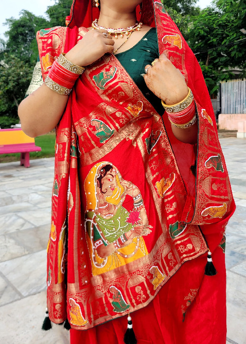 Karwa Chauth Special Pure Silk Saree with Zari Handwork