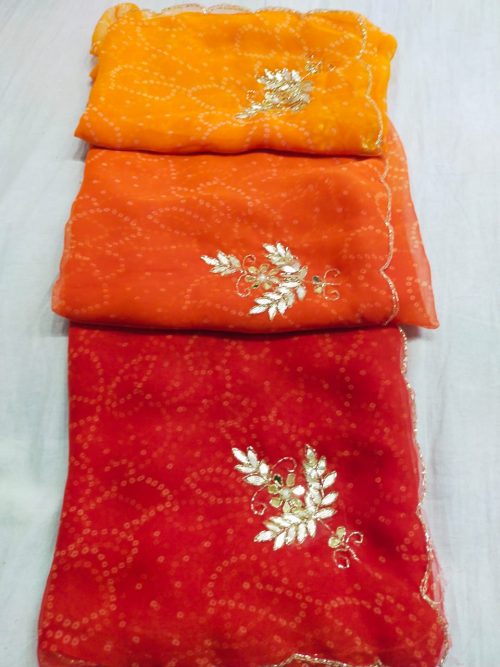 Designer Bandhej Georgette Saree - Image 10