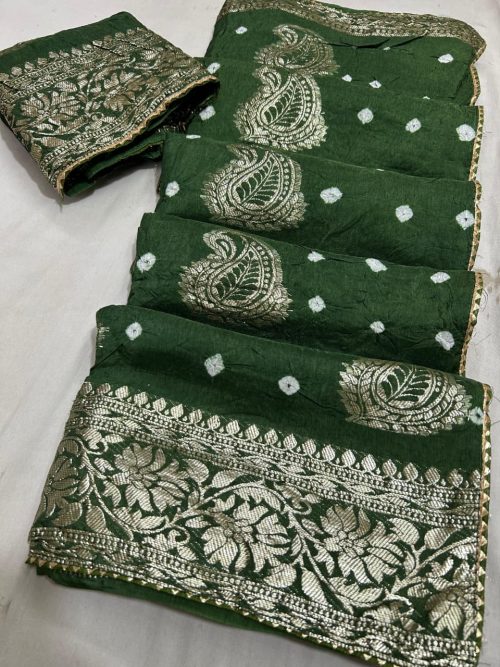 Pure Zari Bandhej Saree for Wedding & Festive Wear - Image 2