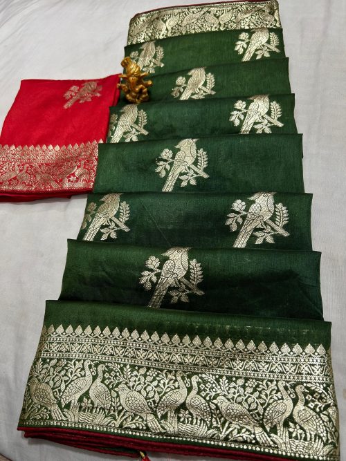 Silk Saree with Heavy Zari Weaving - Image 8