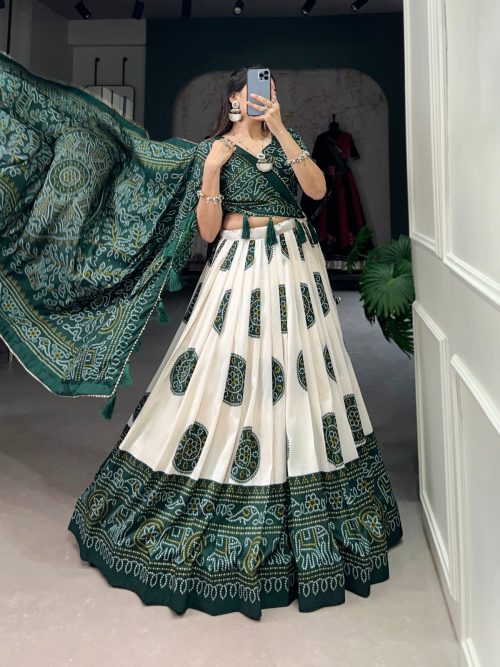 Silk Bandhej Lehenga Choli with Dupatta for Women - Image 8