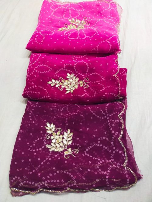 Designer Bandhej Georgette Saree - Image 7