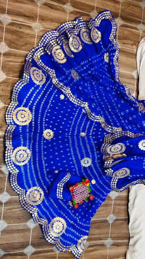 Rajasthani Bandhej Silk Lehenga with Gotta Patti - Image 6