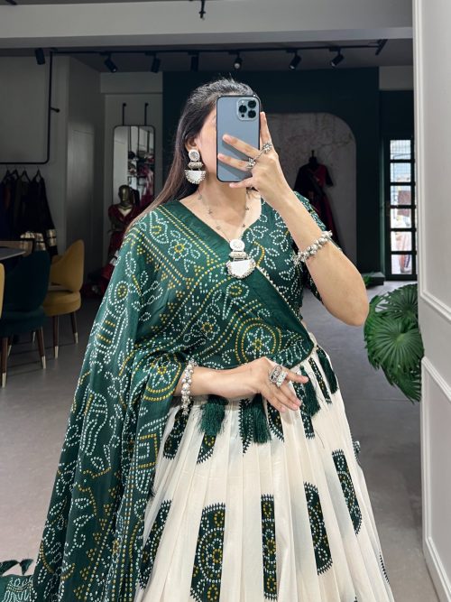Silk Bandhej Lehenga Choli with Dupatta for Women - Image 6