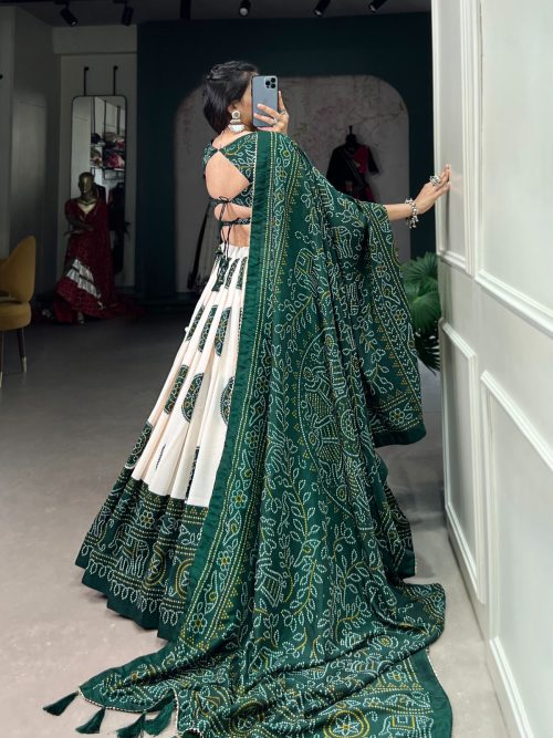 Silk Bandhej Lehenga Choli with Dupatta for Women - Image 7