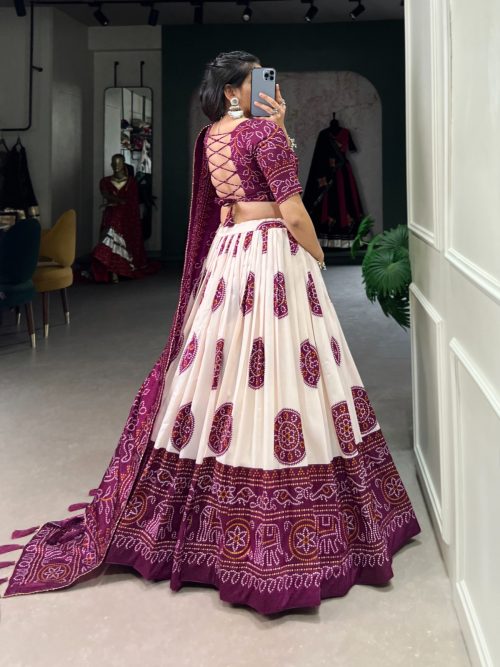 Silk Bandhej Lehenga Choli with Dupatta for Women - Image 13