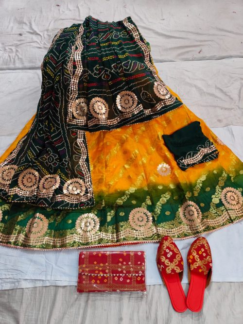 Banarasi Silk Lehenga with Heavy Gotta Patti Work - Image 5