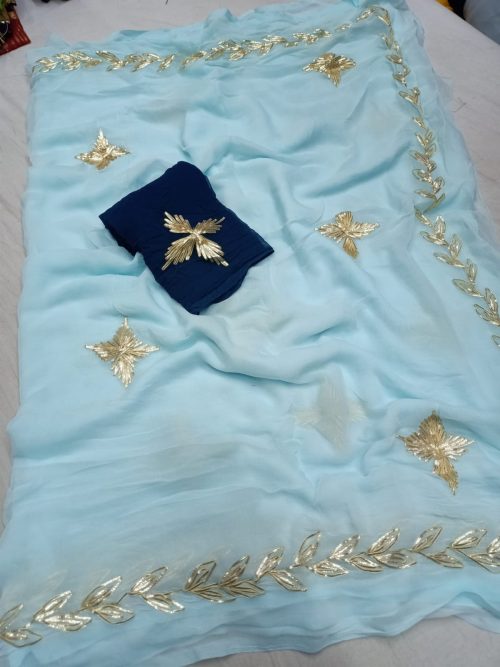 Chiffon Gota Patti Saree - Image 2
