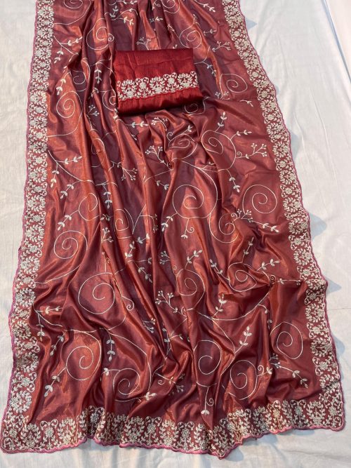 Premium Silk Saree with Pitta & Sequin Work