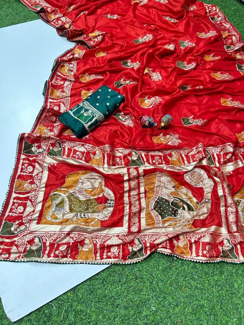Karwa Chauth Special Pure Silk Saree with Zari Handwork - Image 5