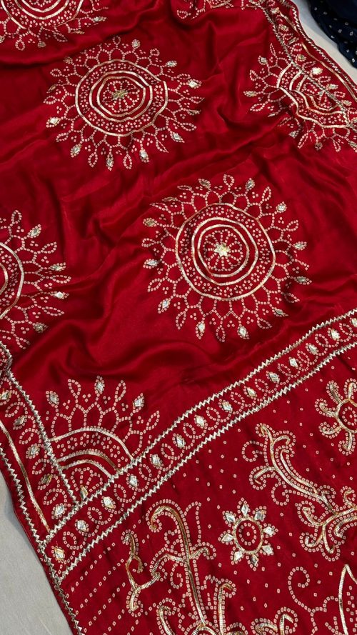 Designer Silk Saree with Embroidery - Image 3