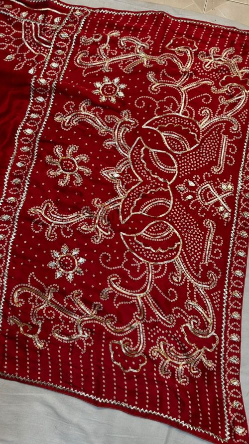 Designer Silk Saree with Embroidery - Image 5