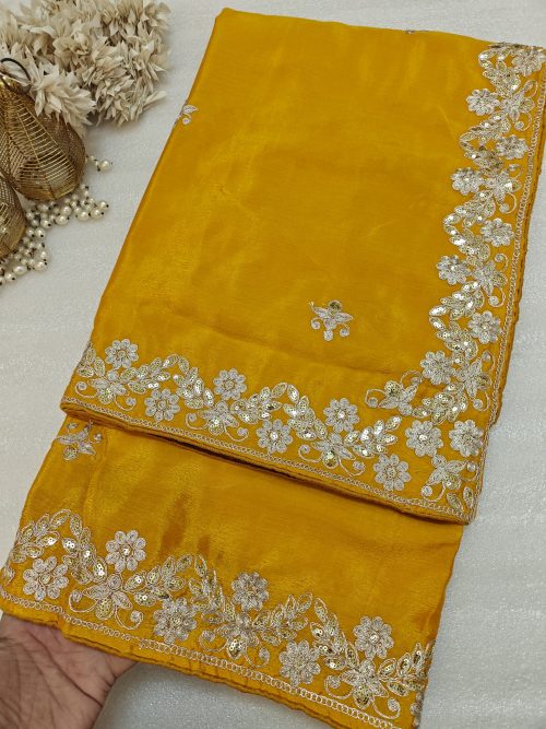 Chinon Lehenga with Jari & Sequin Work Blouse - Image 3