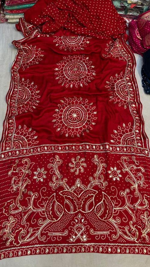 Designer Silk Saree with Embroidery - Image 4