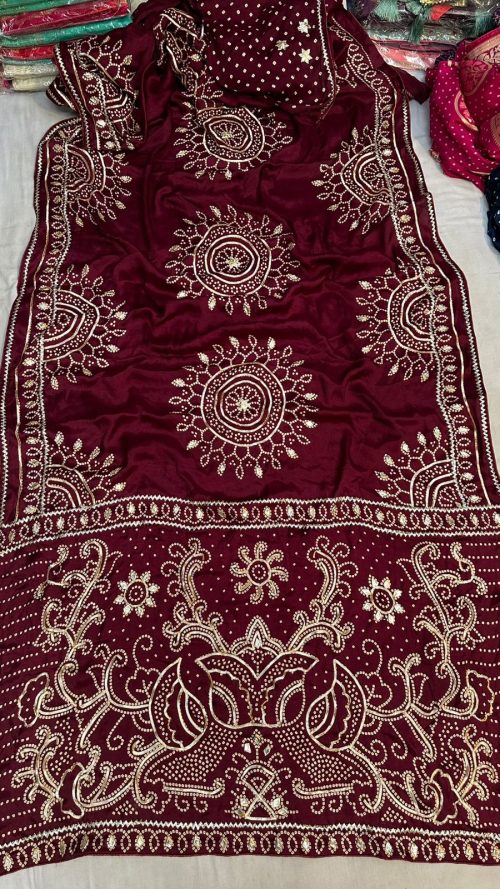Designer Silk Saree with Embroidery - Image 7