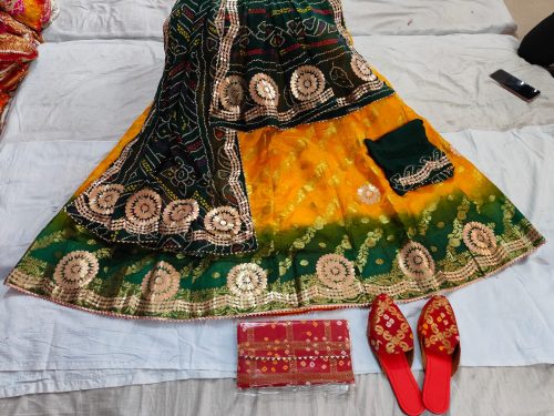 Banarasi Silk Lehenga with Heavy Gotta Patti Work - Image 7