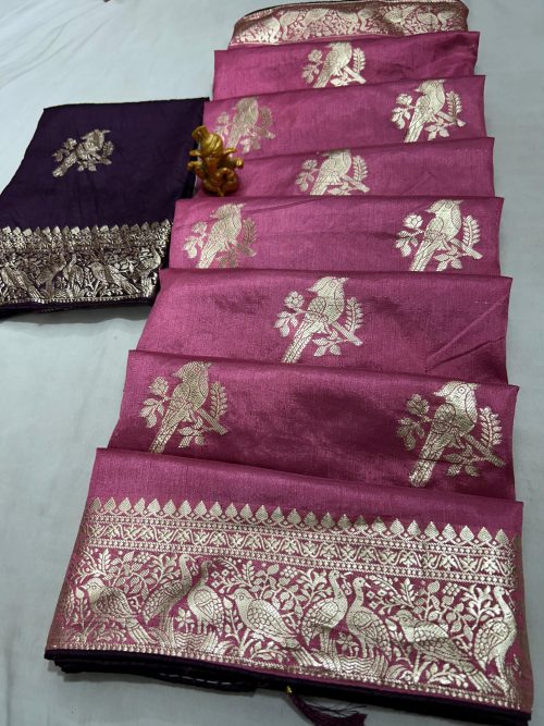 Silk Saree with Heavy Zari Weaving - Image 3