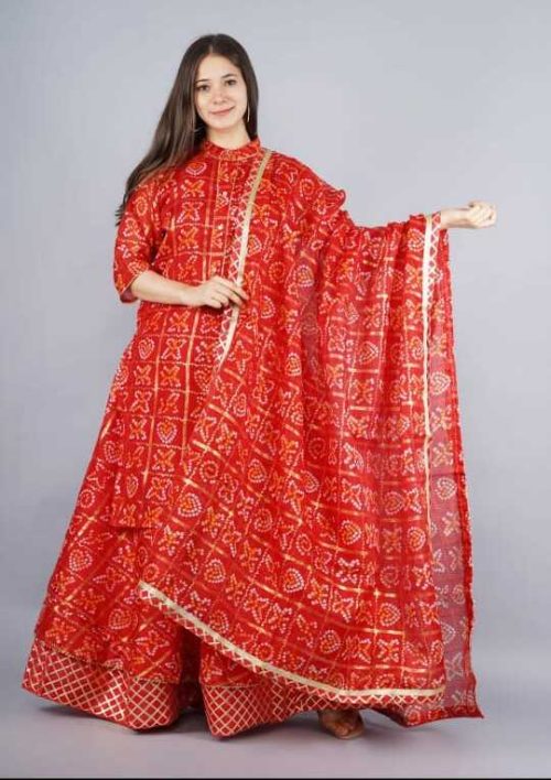 Rajasthani Bandhej Ghatchola Lehenga Kurti Dupatta Set