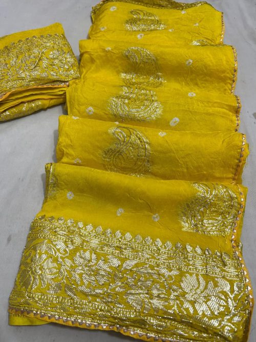 Pure Zari Bandhej Saree for Wedding & Festive Wear - Image 3