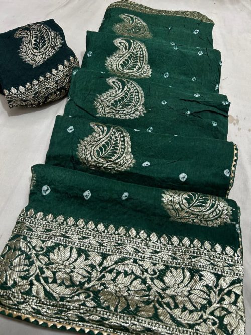 Pure Zari Bandhej Saree for Wedding & Festive Wear