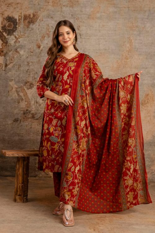 cotton red-kurtiset for women