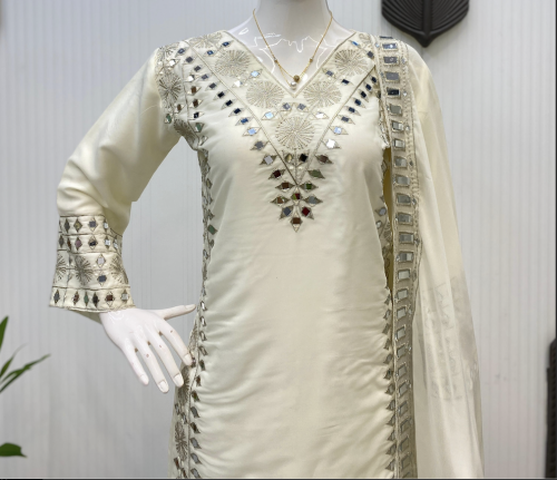 Georgette Palazzo Suit with Mirror Work