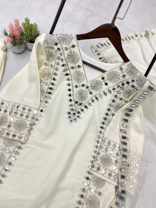 Georgette Palazzo Suit with Mirror Work0