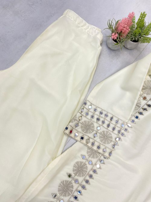Georgette Palazzo Suit with Mirror Work
